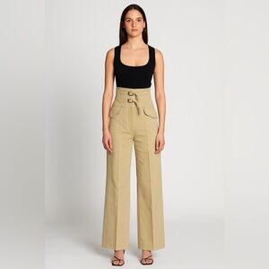Bottega Venetta Khaki High Rise Buckle Wide Leg